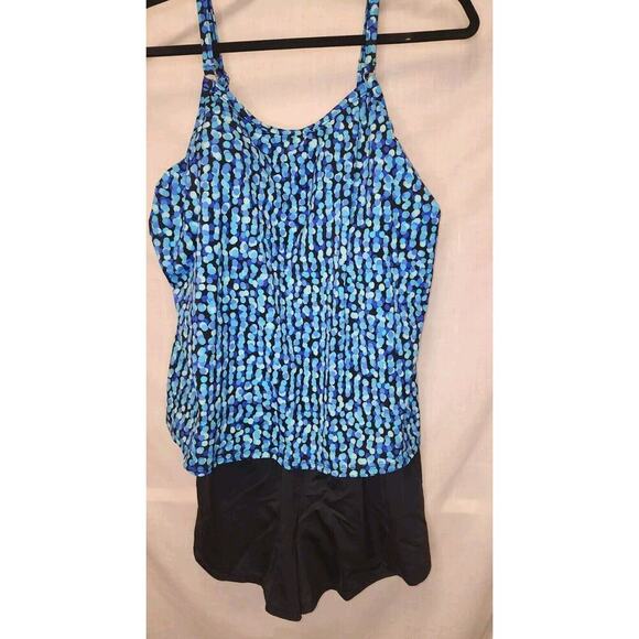 Trimshaper Swimsuit One Piece Size 16W Pink & Black Ruched Padded Bra No Tags - Picture 4 of 11